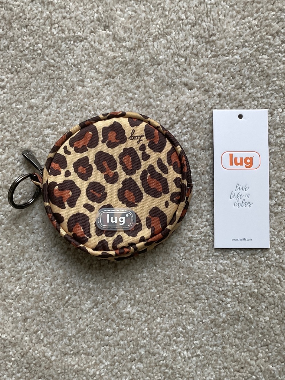 Lug Circle Coin Pouch Bag – Leopard Print NWT Rare